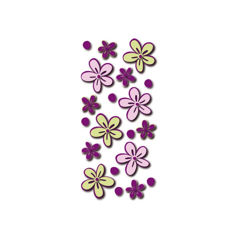 Crearreda Stickers Muraux 3D Petites Fleurs 15,5 X 34 Cm 20 Pièces