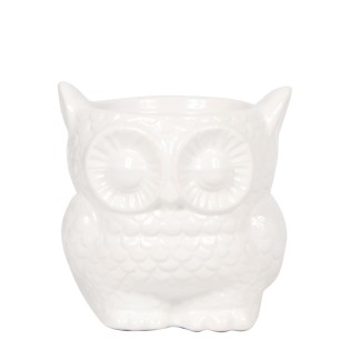 Kolibri Home | Owl Flowerpot - White Ceramic Ornamental Pot