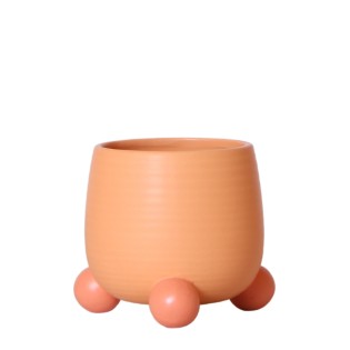 Rolling Peach Flowerpot - Peach Coloured Ceramic Pot