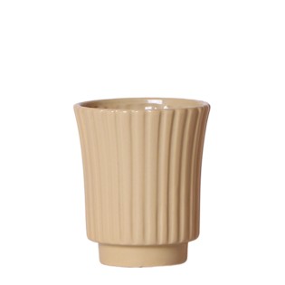 Retro Khaki Flowerpot - Khaki Coloured Ceramic Ornamental Pot