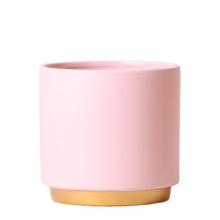 Kolibri Home | Gold Foot Pink Flowerpot - Pink Ceramic Pot With Gold Rim