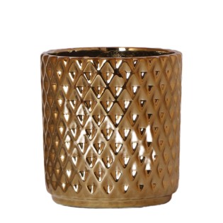 Kolibri Home | Metallic Diamond Flowerpot - Golden Ceramic Pot Ø9Cm