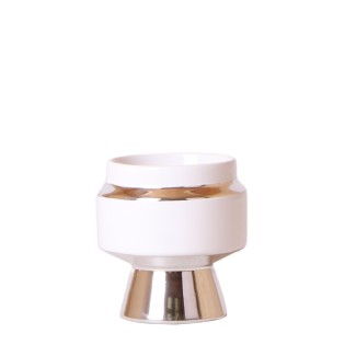 Kolibri Home | Le Chic Flower Pot - White Ceramic Ornamental Pot With Silver Details