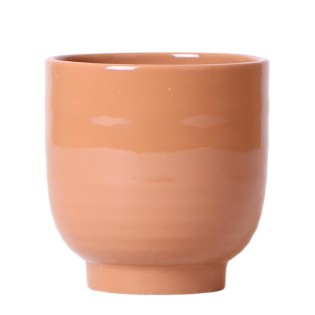 Kolibri Home | Glazed Flower Pot - Cognac Ceramic Decorative Pot With Gloss