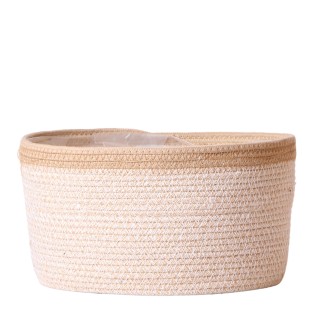 Kolibri Home | Reed Basket Dish White - Wickerwork Pot With White Detail - Pot Size Ø30Cm