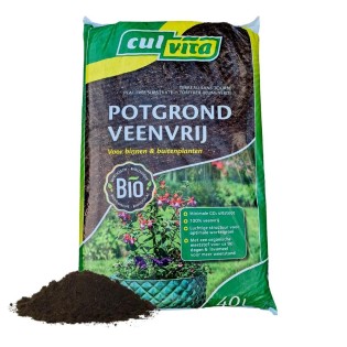Culvita - Organic Peat-Free Potting Soil 40 Litre - Potting Soil For Indoor & Outdoor Plants - Including Organic Fertiliser