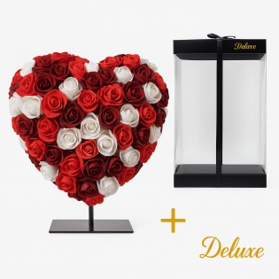 Heart Deluxe On Stand 15 Cm – Mixed Red, Burgundy And White Foam – In Luxury Gift Packaging 15 Cm