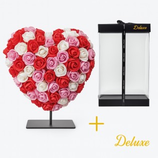 Heart Deluxe On Stand 15 Cm – Mixed Red, Pink And White Foam – In Luxury Gift Packaging 15 Cm